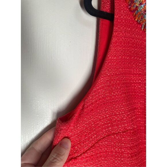 Talbots TEXTURED FRINGE-NECK SHIFT Red DRESS size 14 - Picture 9 of 14